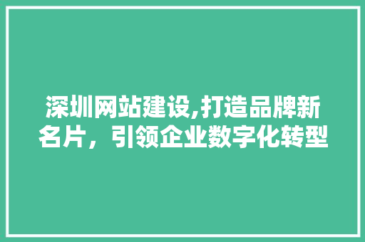 深圳网站建设,打造品牌新名片，引领企业数字化转型