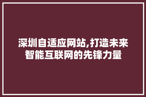 深圳自适应网站,打造未来智能互联网的先锋力量