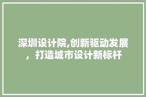 深圳设计院,创新驱动发展，打造城市设计新标杆