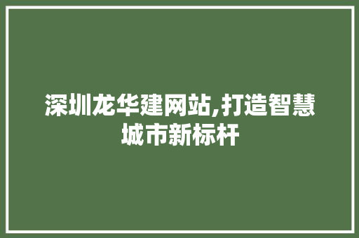 深圳龙华建网站,打造智慧城市新标杆