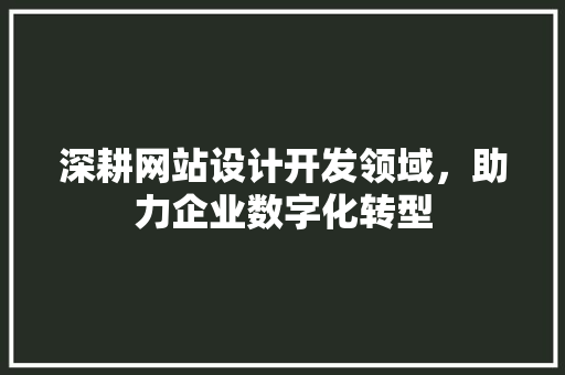 深耕网站设计开发领域，助力企业数字化转型