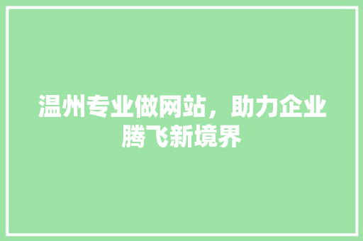 温州专业做网站，助力企业腾飞新境界