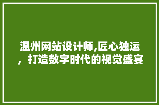 温州网站设计师,匠心独运，打造数字时代的视觉盛宴
