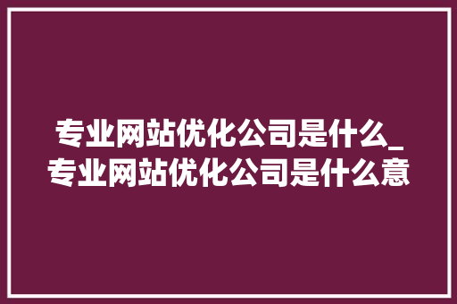 专业网站优化公司是什么_专业网站优化公司是什么意思。 专业网站优化公司是什么_专业网站优化公司是什么意思。 百度SEO