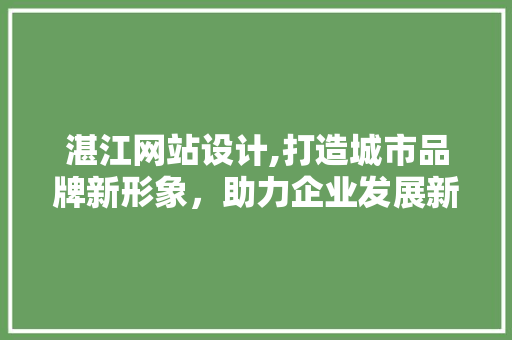 湛江网站设计,打造城市品牌新形象，助力企业发展新篇章