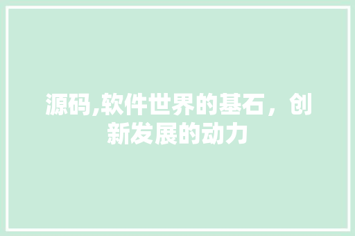 源码,软件世界的基石，创新发展的动力