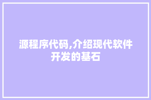 源程序代码,介绍现代软件开发的基石