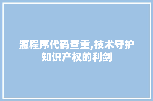 源程序代码查重,技术守护知识产权的利剑