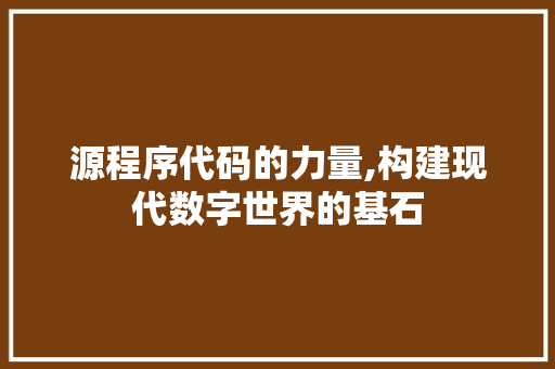 源程序代码的力量,构建现代数字世界的基石