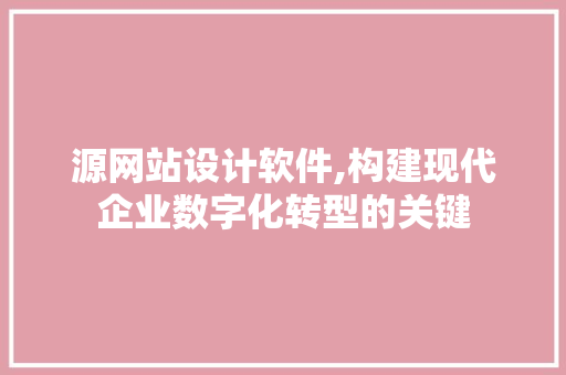 源网站设计软件,构建现代企业数字化转型的关键
