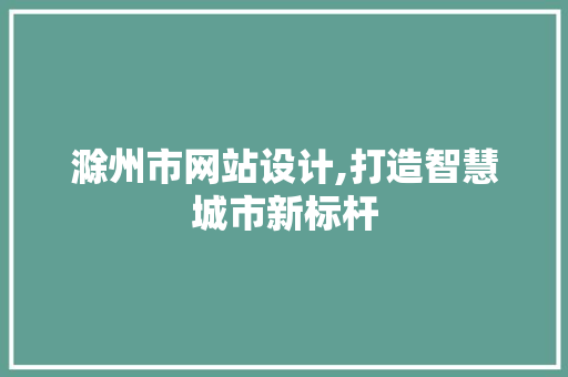 滁州市网站设计,打造智慧城市新标杆