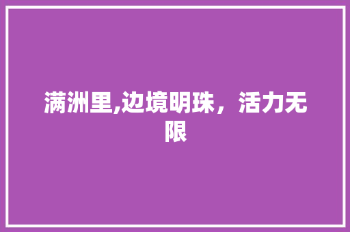 满洲里,边境明珠，活力无限