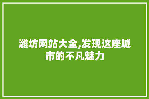 潍坊网站大全,发现这座城市的不凡魅力