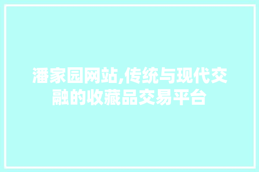潘家园网站,传统与现代交融的收藏品交易平台