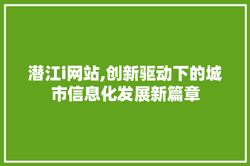潜江i网站,创新驱动下的城市信息化发展新篇章
