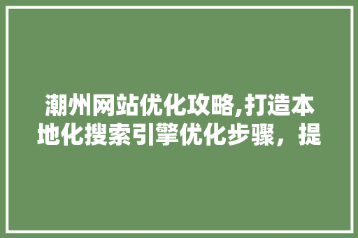 潮州网站优化攻略,打造本地化搜索引擎优化步骤，提升网站排名与用户体验
