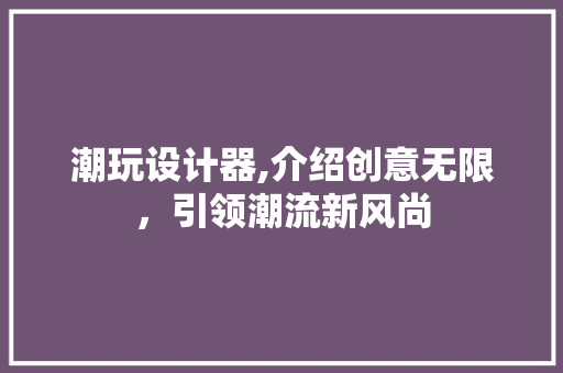 潮玩设计器,介绍创意无限，引领潮流新风尚