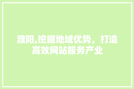 濮阳,挖掘地域优势，打造高效网站服务产业