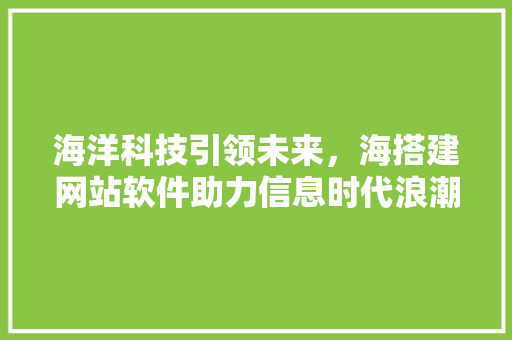 海洋科技引领未来，海搭建网站软件助力信息时代浪潮