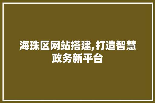 海珠区网站搭建,打造智慧政务新平台