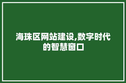 海珠区网站建设,数字时代的智慧窗口