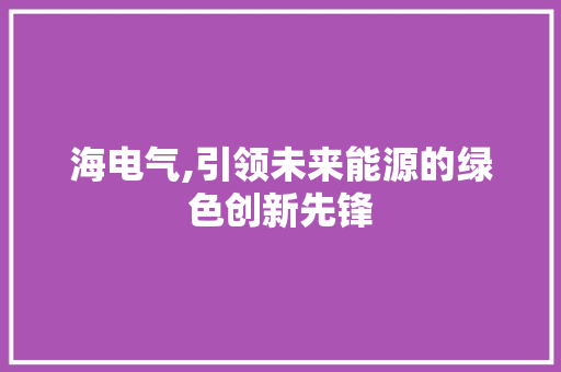 海电气,引领未来能源的绿色创新先锋