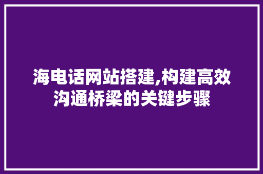 海电话网站搭建,构建高效沟通桥梁的关键步骤