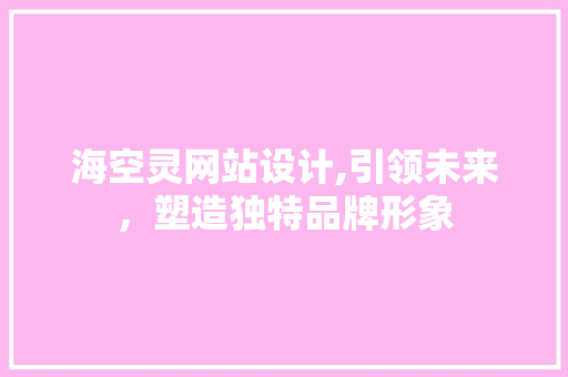 海空灵网站设计,引领未来，塑造独特品牌形象
