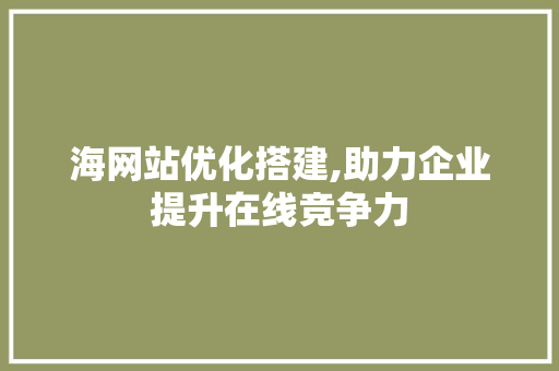 海网站优化搭建,助力企业提升在线竞争力