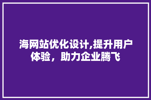 海网站优化设计,提升用户体验，助力企业腾飞