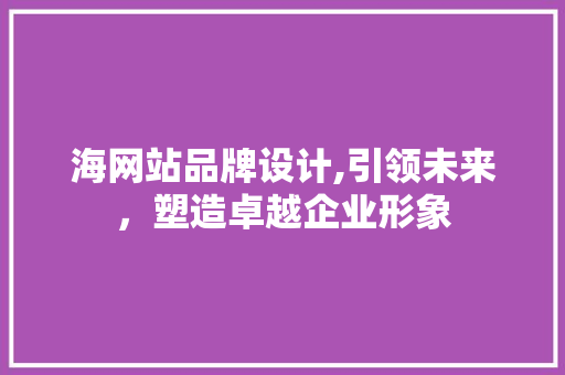 海网站品牌设计,引领未来，塑造卓越企业形象
