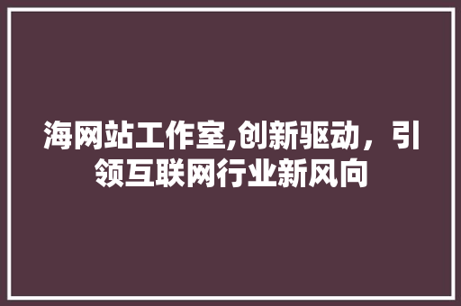 海网站工作室,创新驱动，引领互联网行业新风向