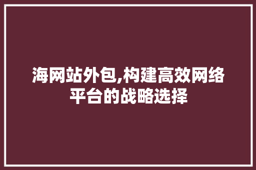 海网站外包,构建高效网络平台的战略选择