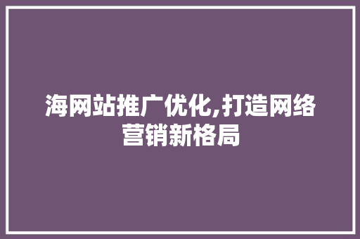 海网站推广优化,打造网络营销新格局