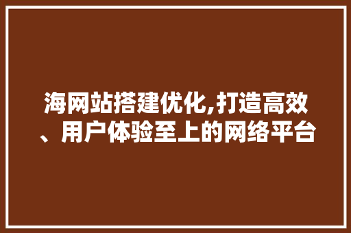 海网站搭建优化,打造高效、用户体验至上的网络平台