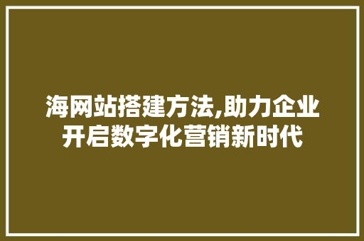 海网站搭建方法,助力企业开启数字化营销新时代