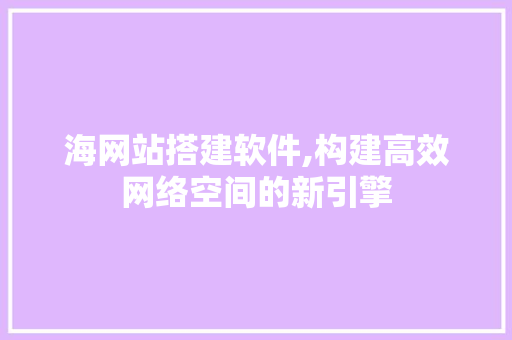 海网站搭建软件,构建高效网络空间的新引擎