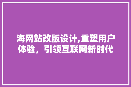 海网站改版设计,重塑用户体验，引领互联网新时代