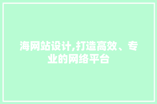 海网站设计,打造高效、专业的网络平台