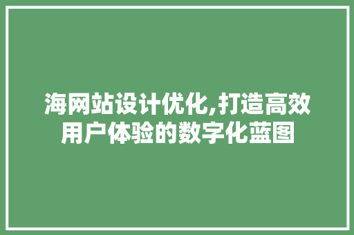 海网站设计优化,打造高效用户体验的数字化蓝图