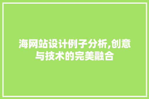 海网站设计例子分析,创意与技术的完美融合