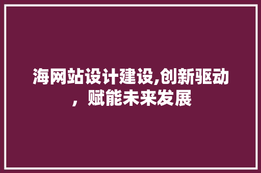 海网站设计建设,创新驱动，赋能未来发展