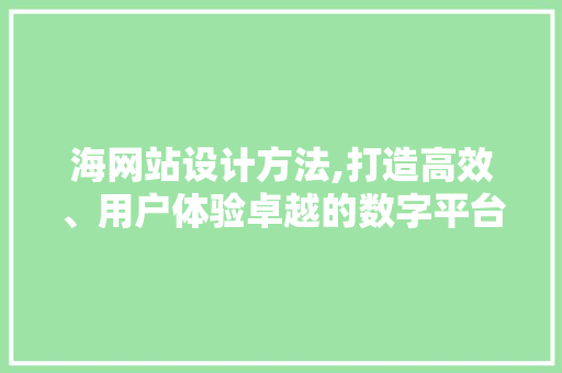 海网站设计方法,打造高效、用户体验卓越的数字平台