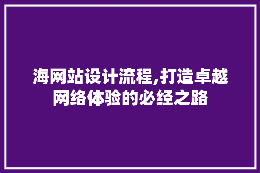 海网站设计流程,打造卓越网络体验的必经之路