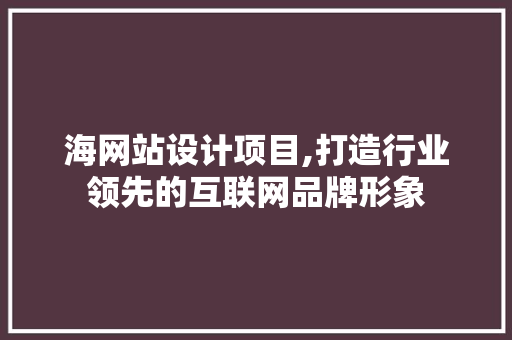 海网站设计项目,打造行业领先的互联网品牌形象