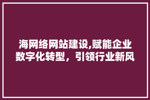海网络网站建设,赋能企业数字化转型，引领行业新风尚