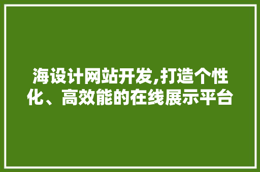 海设计网站开发,打造个性化、高效能的在线展示平台