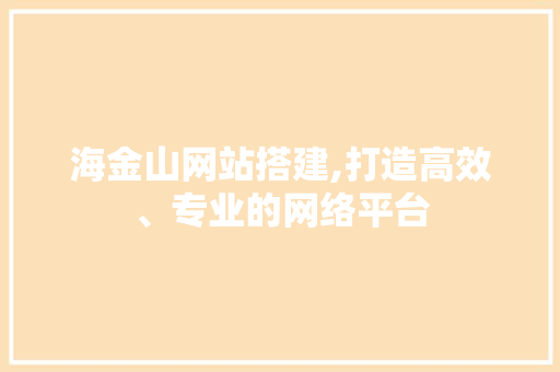 海金山网站搭建,打造高效、专业的网络平台