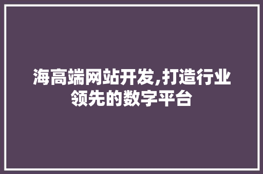 海高端网站开发,打造行业领先的数字平台