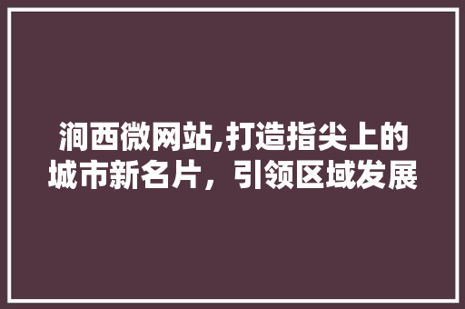 涧西微网站,打造指尖上的城市新名片，引领区域发展新潮流